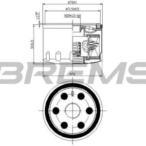 Filtro de aceite con equivalencia a MANN W75/3, BOSH 0451103336, MAHLE OC467
