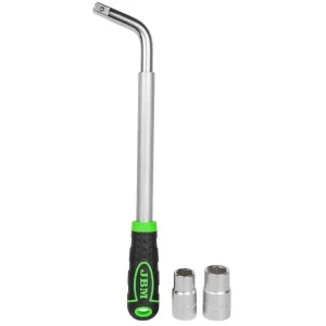Esta herramienta tiene longitud ajustable, vasos reversibles y mango ergonómico. Ideal para cambios de ruedas y mantenimiento automotriz.